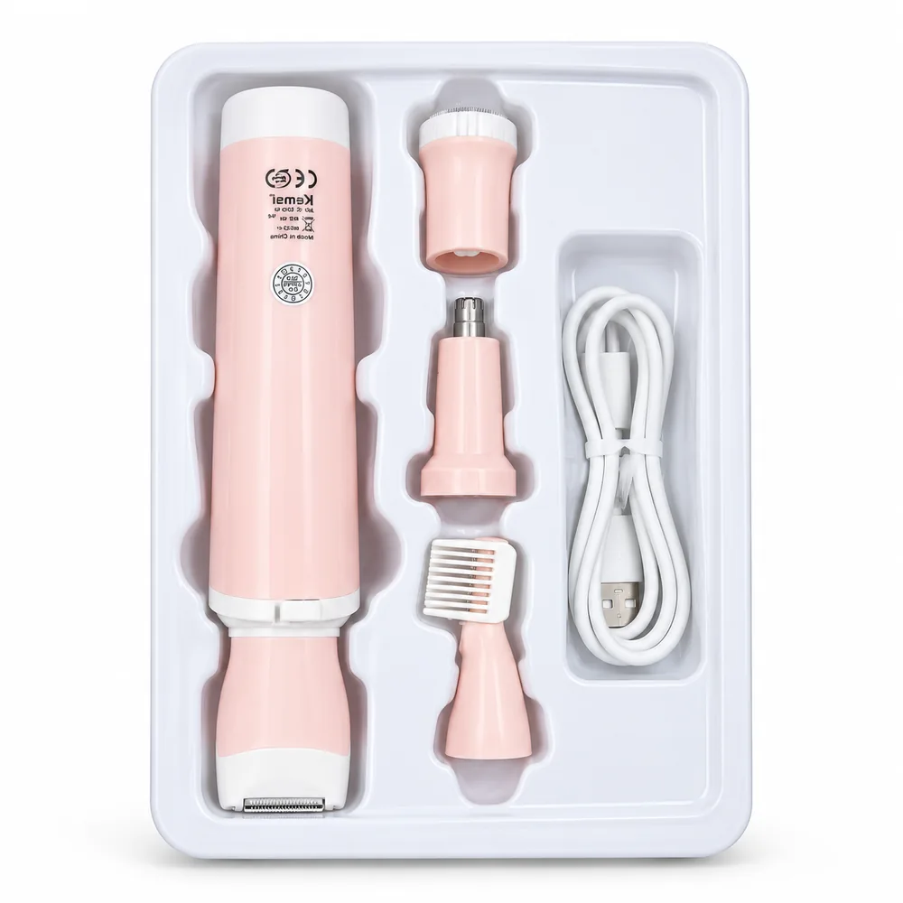 4-in-1 Rechargeable Multi-Functional Hair Removal & Grooming Kit (Pink)